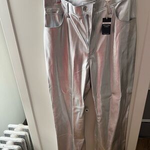 Abercrombie & Fitch Silver High-Rise Faux Leather Pants